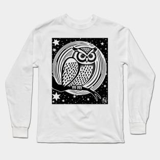 OWL with Moon & Stars by FayeFamiliar Long Sleeve T-Shirt